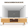Bamboo TV Stand for 65” 70” TVs with Sliding Doors and 3 Storage Compartments-Natural