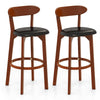 Bar Stool Set of 2 with Curved Backrest and Footrest-29 Inches
