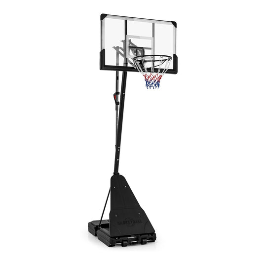 Basketball Hoop System with a shatterproof backboard and basketball rebounder