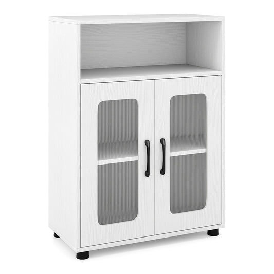 Bathroom Cabinet Freestanding Cabinet with 2 Doors and 3-Level Adjustable Shelf-White