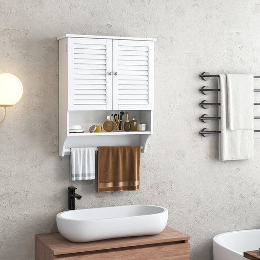 The wall cabinet in a bathroom setting above a sink
