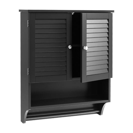 Bathroom Wall Cabinet with 2 doors and adjustable shelf in black