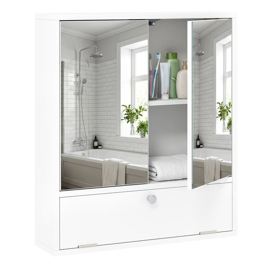 Bathroom Wall Cabinet with mirrored doors and a lower flip-down storage compartment