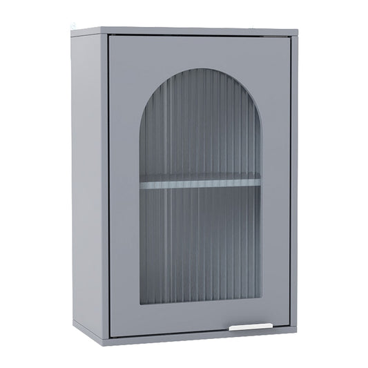 Bathroom Wall Cabinet with a ribbed glass door and a silver handle