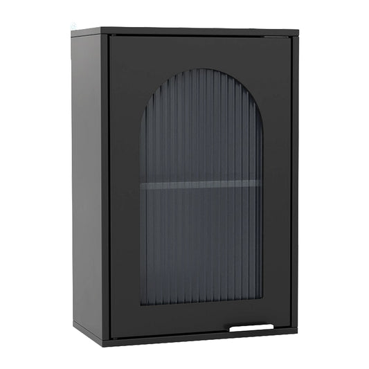 Bathroom Wall Cabinet with a tempered glass door and adjustable shelf in black