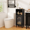 Bathroom Floor Cabinet with Adjustable Shelf for Hallway Living Room-Black
