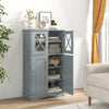 Bathroom Linen Storage Cabinet with Doors and Adjustable Shelves-Grey