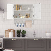 Wall Mounted Double Louvered Doors Storage Cabinet with Height Adjustable Shelf and Towels Bar-White