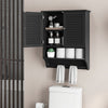 Bathroom Wall Cabinet with 2 Doors and 3-Position Adjustable Shelf-Black