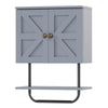 Bathroom Wall Cabinet with Double Door and Open Shelf and Towel Rack-Grey
