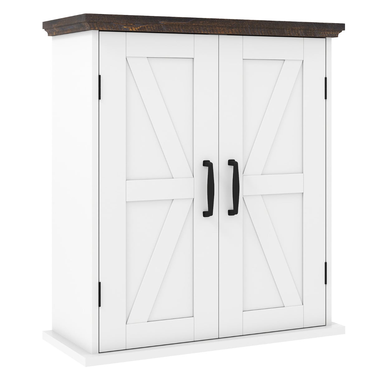 Bathroom Wall Cabinet with 2 Doors and Adjustable Shelves-White