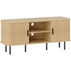 HOMCOM TV Stand Cabinet for TVs up to 55 Inches, TV Unit with Storage Shelves and Cupboard for Living Room, Oak Tone