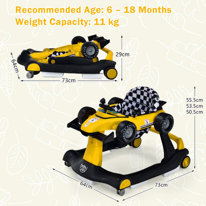 4-in-1 Baby Push Walker with Adjustable Height and Speed-Yellow