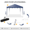 Outsunny 3 x 3cm Adjustable Height Pop-Up Gazebo, with Bag - Blue