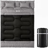 Outsunny Double Sleeping Bag with 2 Pillows, 220 x 160 cm Extra-Large Sleeping Bag for Adults, Black and Grey
