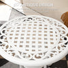 Outsunny 60 cm Round Garden Table, Cast Aluminium Outdoor Patio Table, White