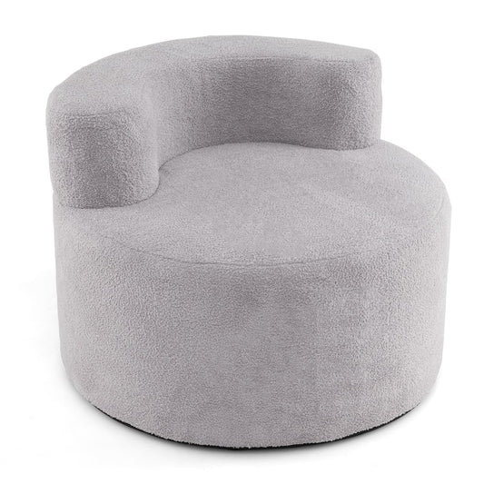 Bean Bag Chair with soft teddy fleece and curved backrest in grey