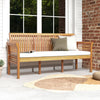 3-Person Porch Bench with High Backrest and Seat Cushion-White