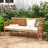3-Person Porch Bench with High Backrest and Seat Cushion-White