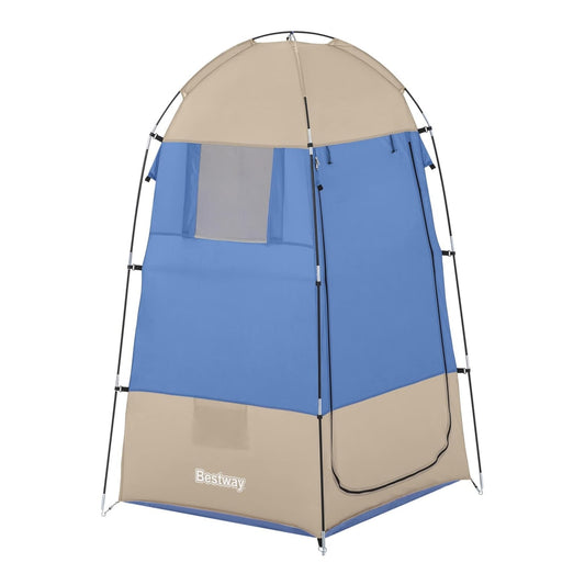 Bestway Station Port Tent Blue, a portable spray tanning tent with a blue and beige design and a window