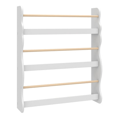 AIYAPLAY 3-Tier Kids Bookshelf Wall Mounted, Kids Bookcase for Playroom, Living Room for Toddlers and Children Aged 3-8, White