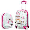 2 Pieces Kids Luggage Set with Carry-on Suitcase and Backpack-Owl
