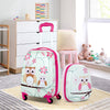 2 Pieces Kids Luggage Set with Carry-on Suitcase and Backpack-Owl