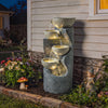 Outsunny Garden Water Feature, Outdoor Water Fountain with LED Lights and Pump, 5 Tier Cascading Waterfall Fountain for Indoor