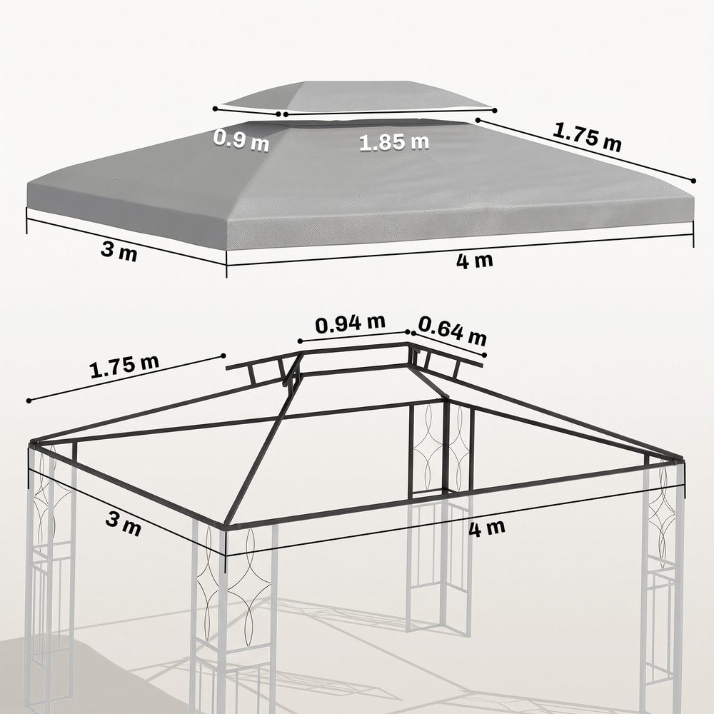 Outsunny Gazebo Roof Replacement in Light Grey