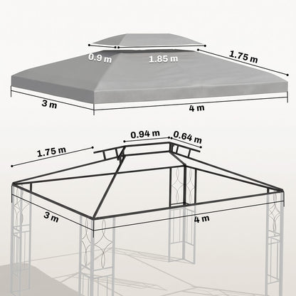 Outsunny Gazebo Roof Replacement in Light Grey