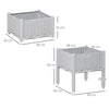 Outsunny Set of Two Rattan-Effect Planters - Grey