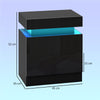 HOMCOM Black Bedside Table with LED Light, High Gloss Front Nightstand with 2 Drawers, for Living Room, Bedroom, Set of 2