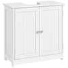 kleankin 60x60cm Under-Sink Storage Cabinet w/ Adjustable Shelf Handles Drain Hole Bathroom Cabinet Space Saver Organizer White