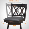 Set of 2 Counter Height Bar Stool with Ergonomic Backrest-Black
