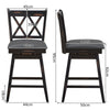Set of 2 Counter Height Bar Stool with Ergonomic Backrest-Black