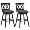 Set of 2 Counter Height Bar Stool with Foot Rest Upholstered Cushion-Black