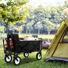 eavy Duty Camping Garden Cart with Adjustable Handle and Drink Holders-Black