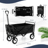 eavy Duty Camping Garden Cart with Adjustable Handle and Drink Holders-Black