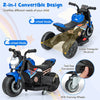 6V Kids Ride-on Motorcycle with 2-wheel/3-wheel Conversion & Detachable Training Wheels-Blue