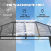 Outsunny 3 x 4 m Outdoor Hardtop Gazebo Canopy with PC Roof, Aluminium Permanent Pavilion Garden Gazebo with Curtains, Dark Grey