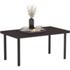 Outsunny Metal Garden Coffee Table, Rectangular Outdoor Side Table with Woodgrain Tabletop, Foot Pads for Outside, Garden, Balcony, Porch, 95 x 55 x 46cm, Brown