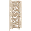 HOMCOM 3 Panel Room Divider, Detachable Folding Privacy Screens with Palm Leaf Design for Home Office, Natural Wood Finish