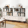3-Tier Bookcase with 3 Removable Folding Fabric Drawers-White