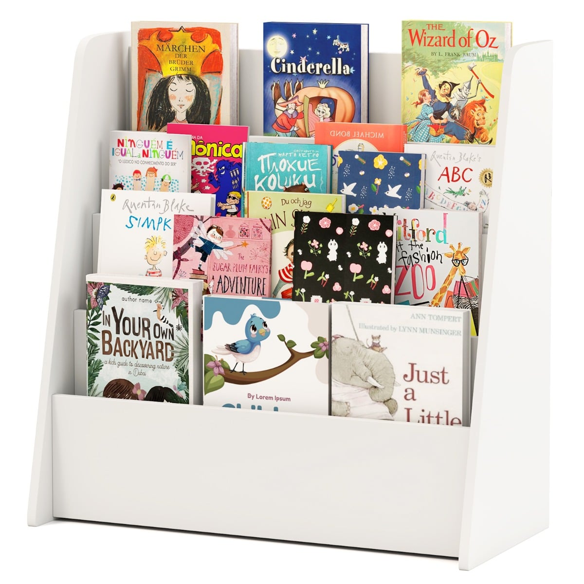 4-Tier Kids Bookshelf with Deep Compartments for Kids Bedroom-White