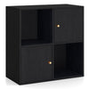 3-Tier Bookshelf with Dual Anti-Tipping Kits and 2 Cabinets-Black