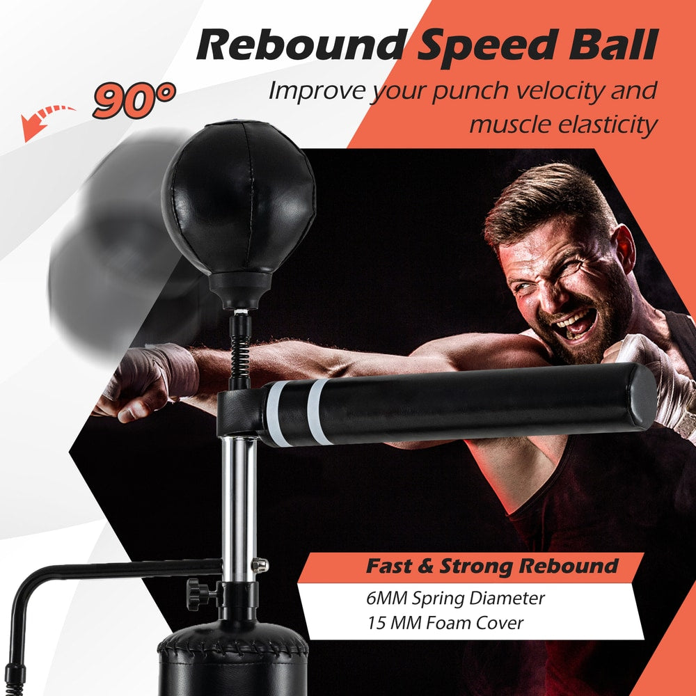 Close up of the rebound speed ball and spinning bar on the boxing trainer