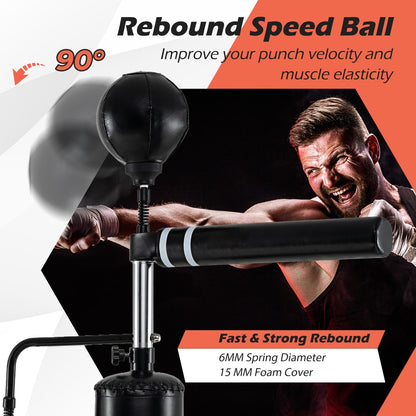 Close up of the rebound speed ball and spinning bar on the boxing trainer