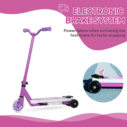 AIYAPLAY Electric Scooter for Kids Ages 4-7, with Auxiliary Rear Wheels, Flashing LED Light and Electric Brake, Kids Electric Scooter for Boys Girls, 6 KM/H & 8 KM, Purple