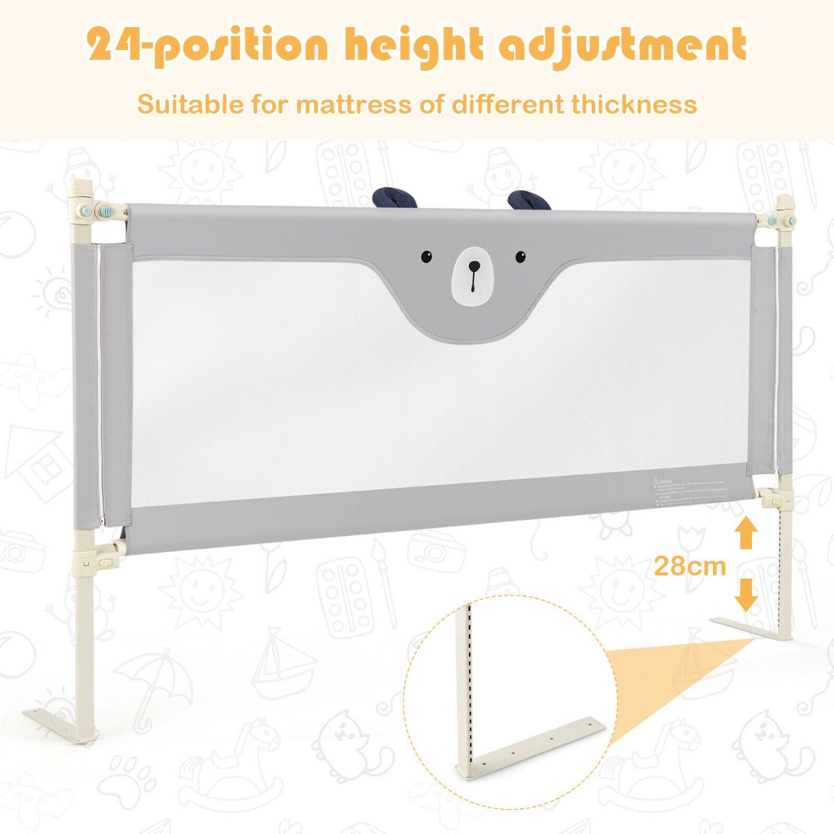 142/175CM Toddler Infant Security Guardrail with Double Lock-Size 2