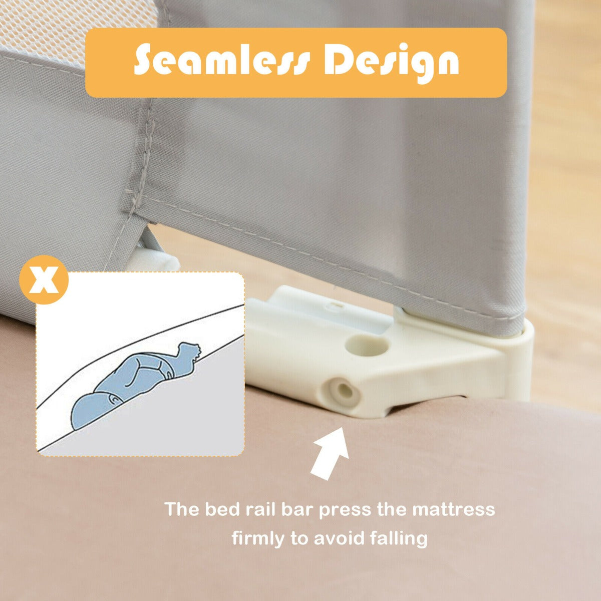 142/175CM Toddler Infant Security Guardrail with Double Lock-Size 2